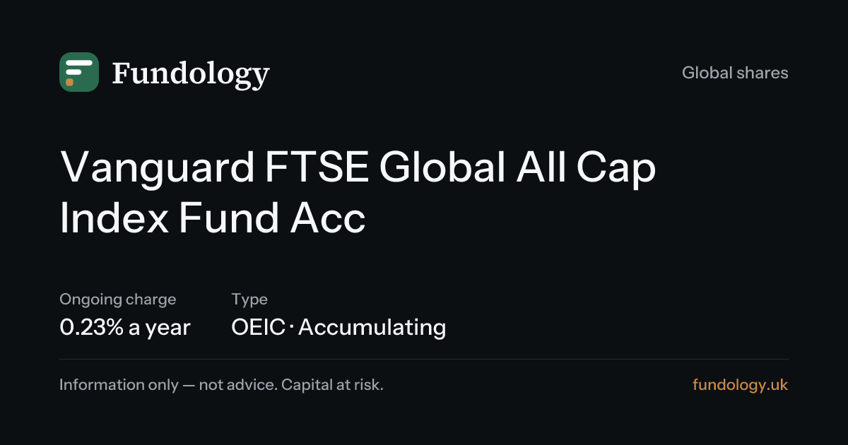 Vanguard FTSE Global All Cap Index Fund Acc: price & charges · Fundology
