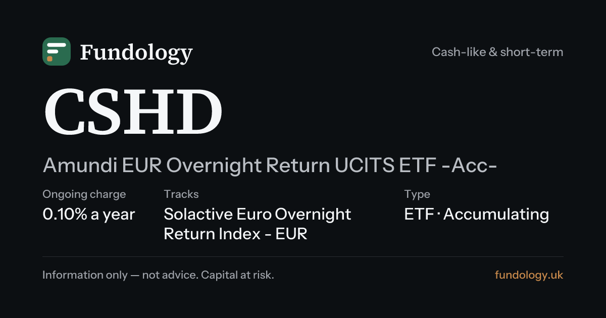 CSHD | Amundi EUR Overnight Return UCITS ETF: price · Fundology