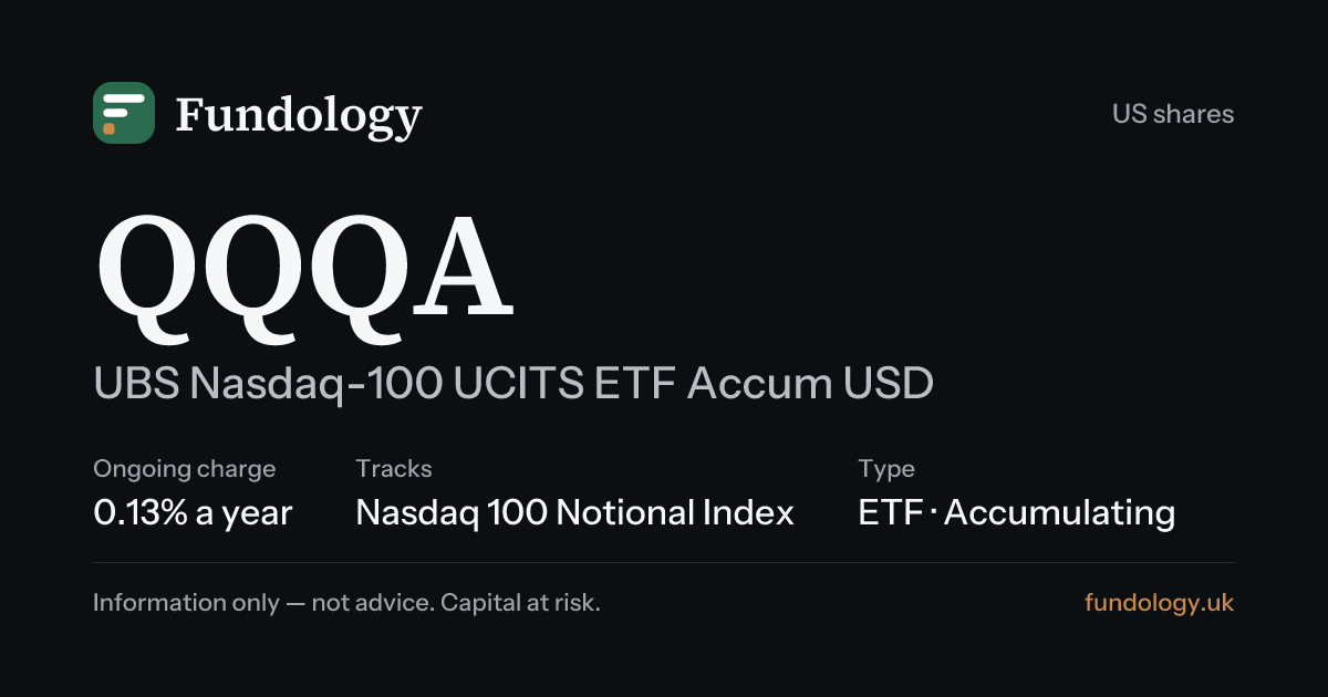 QQQA | UBS Nasdaq-100 UCITS ETF Accum USD: price, returns & charges ...