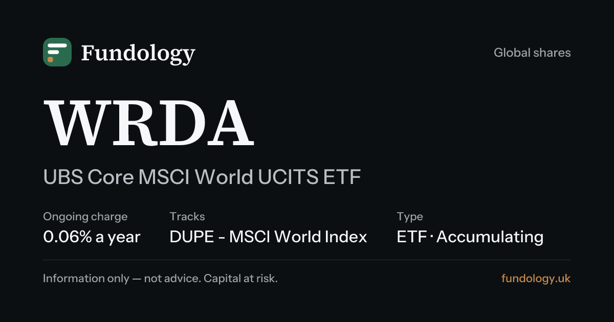 WRDA: UBS Core MSCI World UCITS ETF — returns by year & fees · Fundology